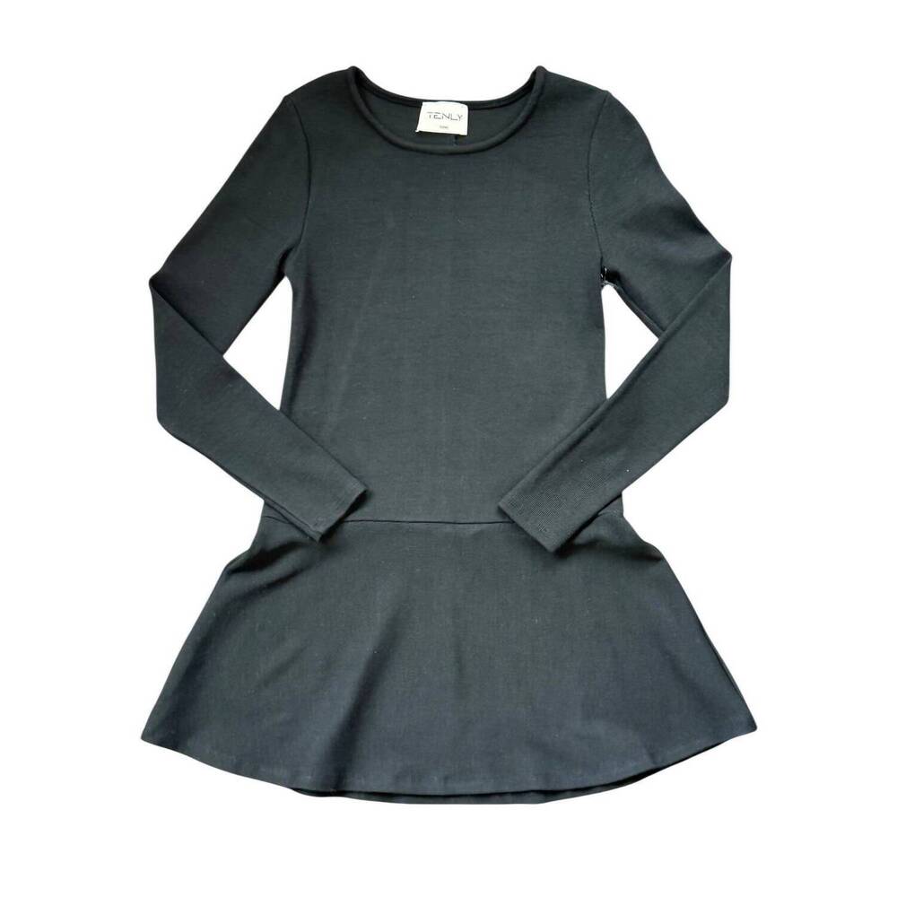 NEW TENLY girl's rayon rib long sleeve tank dress in black
